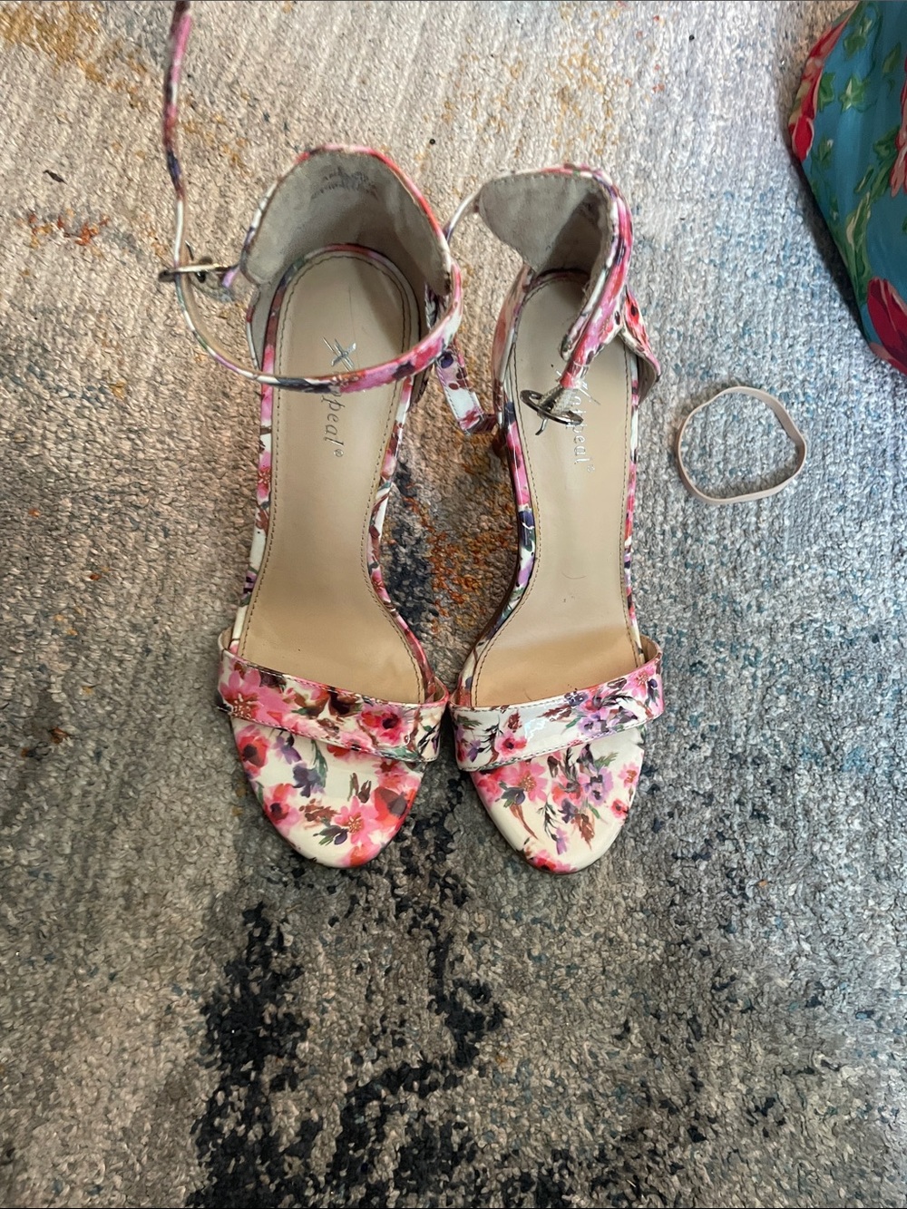 Xappeal Floral Pink Ankle-Strap Heels